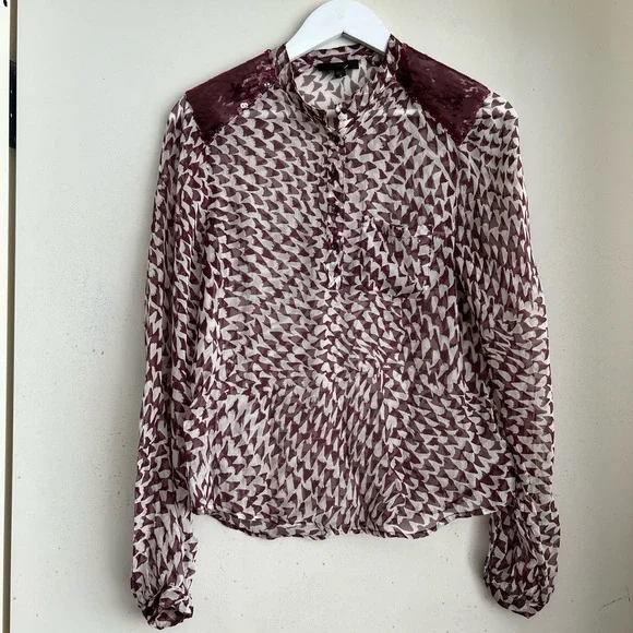 Joe’s Jeans Print Silk Sequin Blouse - Picture 1 of 7